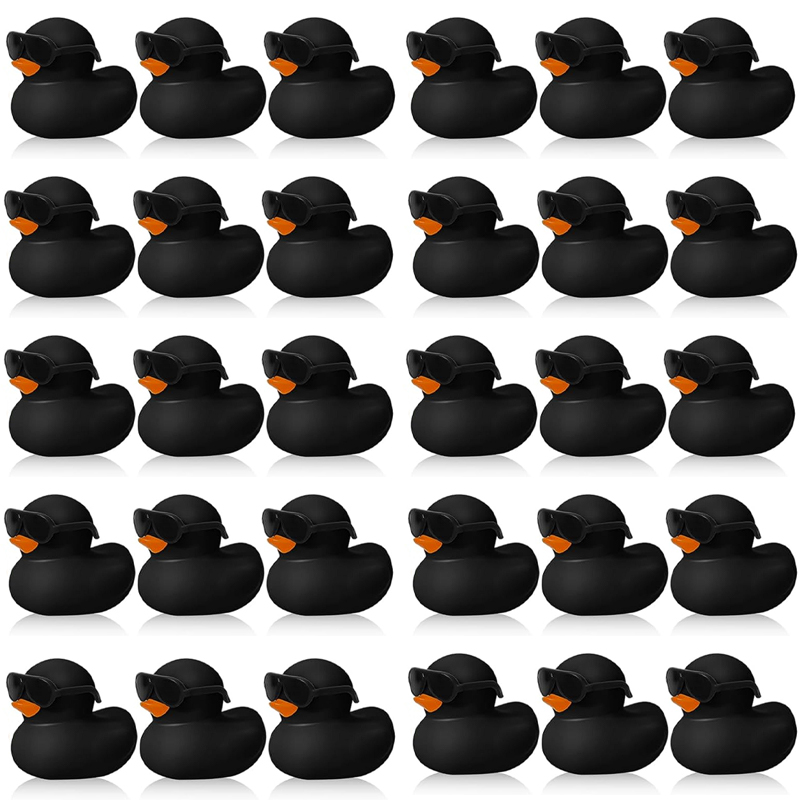 Rubber Duck Bath - 6/12/24/48 قطعة البط المطاطي الأسود مع