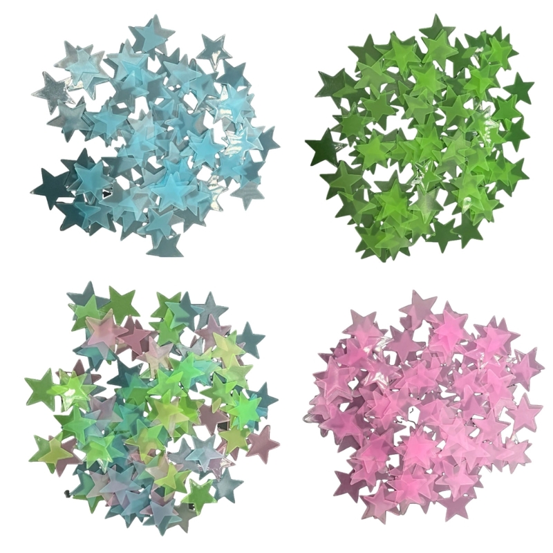 Glow In Dark Stars - حزمة من 100 ملصق نجمة ثلاثية