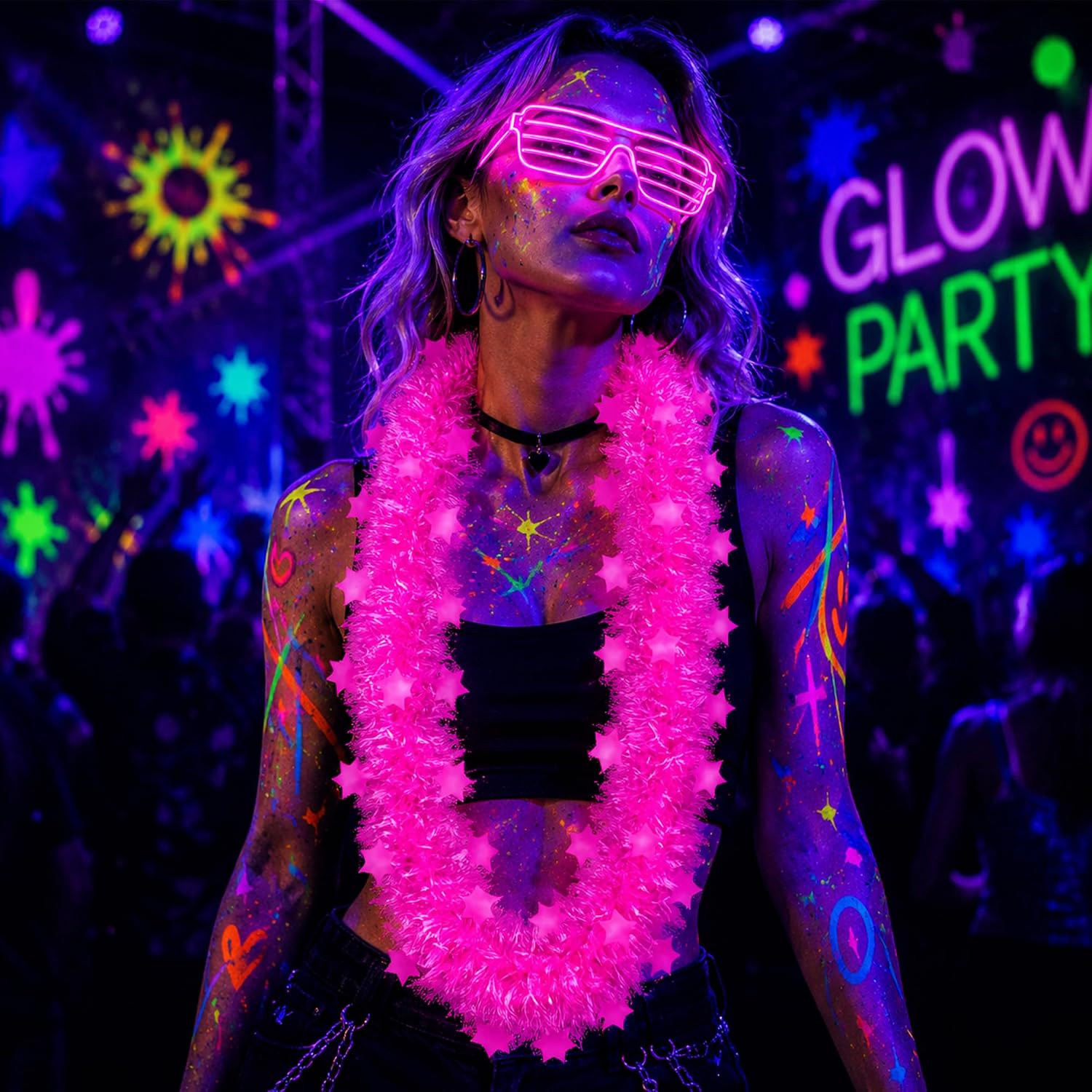 قلادة إكليل زهور مضيئة في الظل - مراجعة Glow In Dark Stars وسعره