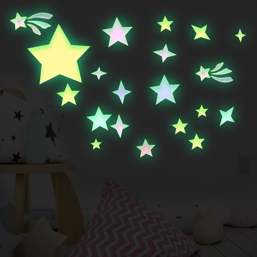 الملونة نجوم مضيئة الجدار ملصق - مراجعة Glow In Dark Stars وسعره