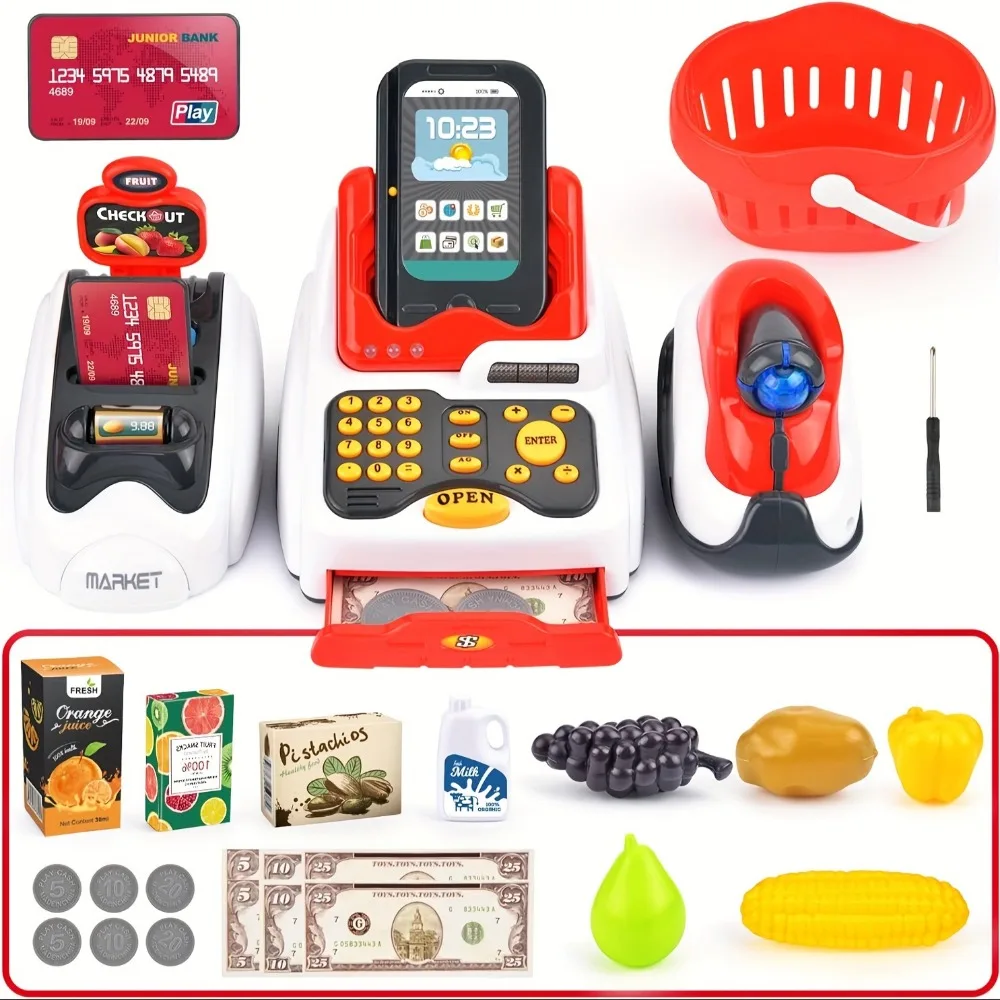33 قطعة لعبة ماكينة تسجيل المد - مراجعة Toy Cash Register وسعره